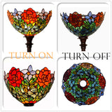 14"  Red Rose Flower Style Tiffany Floor Torchiere Lamp 14"  Red Rose Flower Style Tiffany Floor Torchiere Lamp