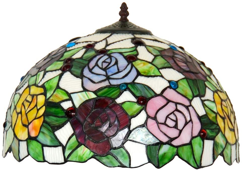 Large 16" Rose Style Stained Glass Tiffany Floor Lamp Large 16" Rose Style Stained Glass Tiffany Floor Lamp
