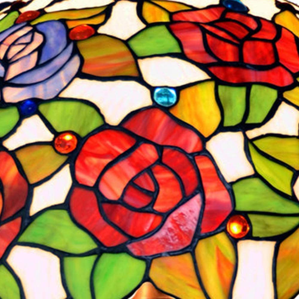 Large 16" Rose Style Stained Glass Tiffany Floor Lamp Large 16" Rose Style Stained Glass Tiffany Floor Lamp