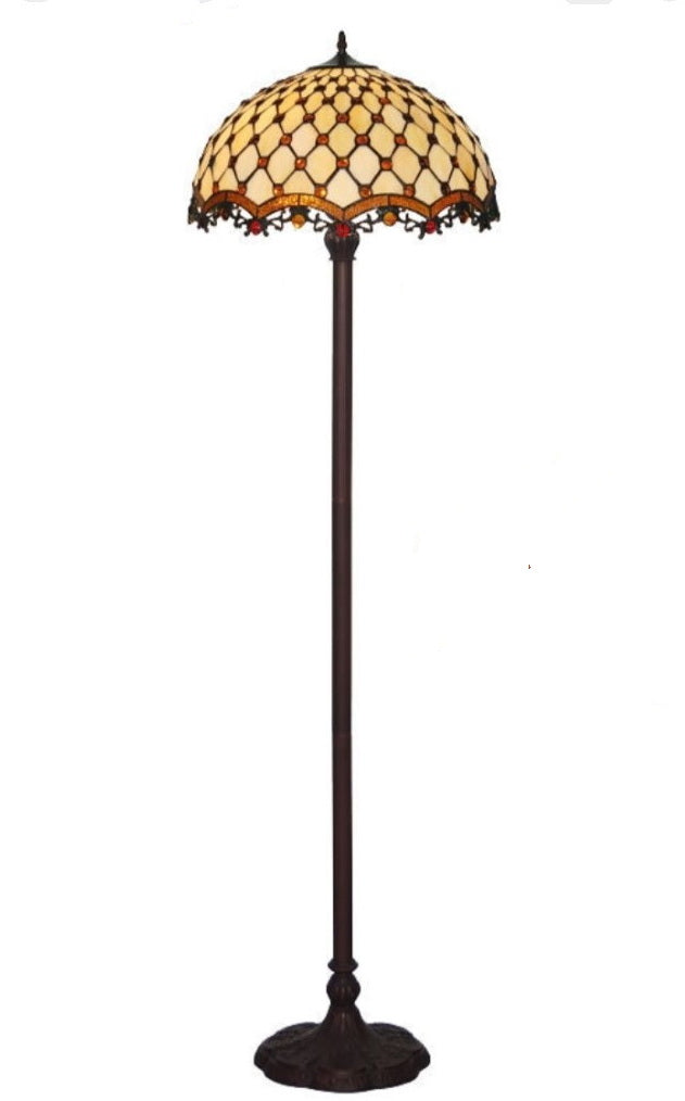 High Quality 18" Beaded  Stained Glass Tiffany Floor Lamp High Quality 18" Beaded  Stained Glass Tiffany Floor Lamp