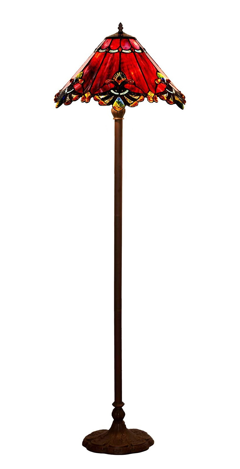 Large Jewel Carousel Red Stained Glass Tiffany Floor Lamp Large Jewel Carousel Red Stained Glass Tiffany Floor Lamp