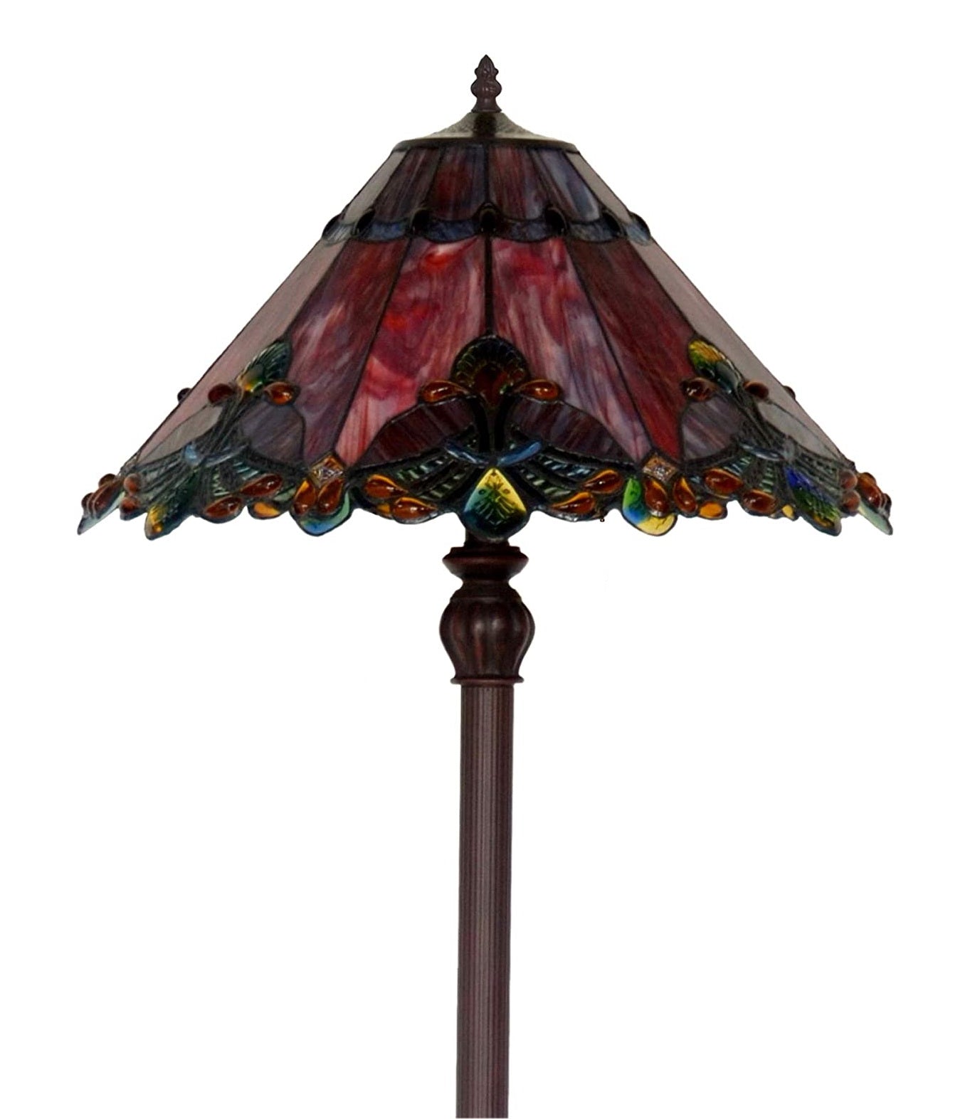 Large Jewel Carousel Red Stained Glass Tiffany Floor Lamp Large Jewel Carousel Red Stained Glass Tiffany Floor Lamp