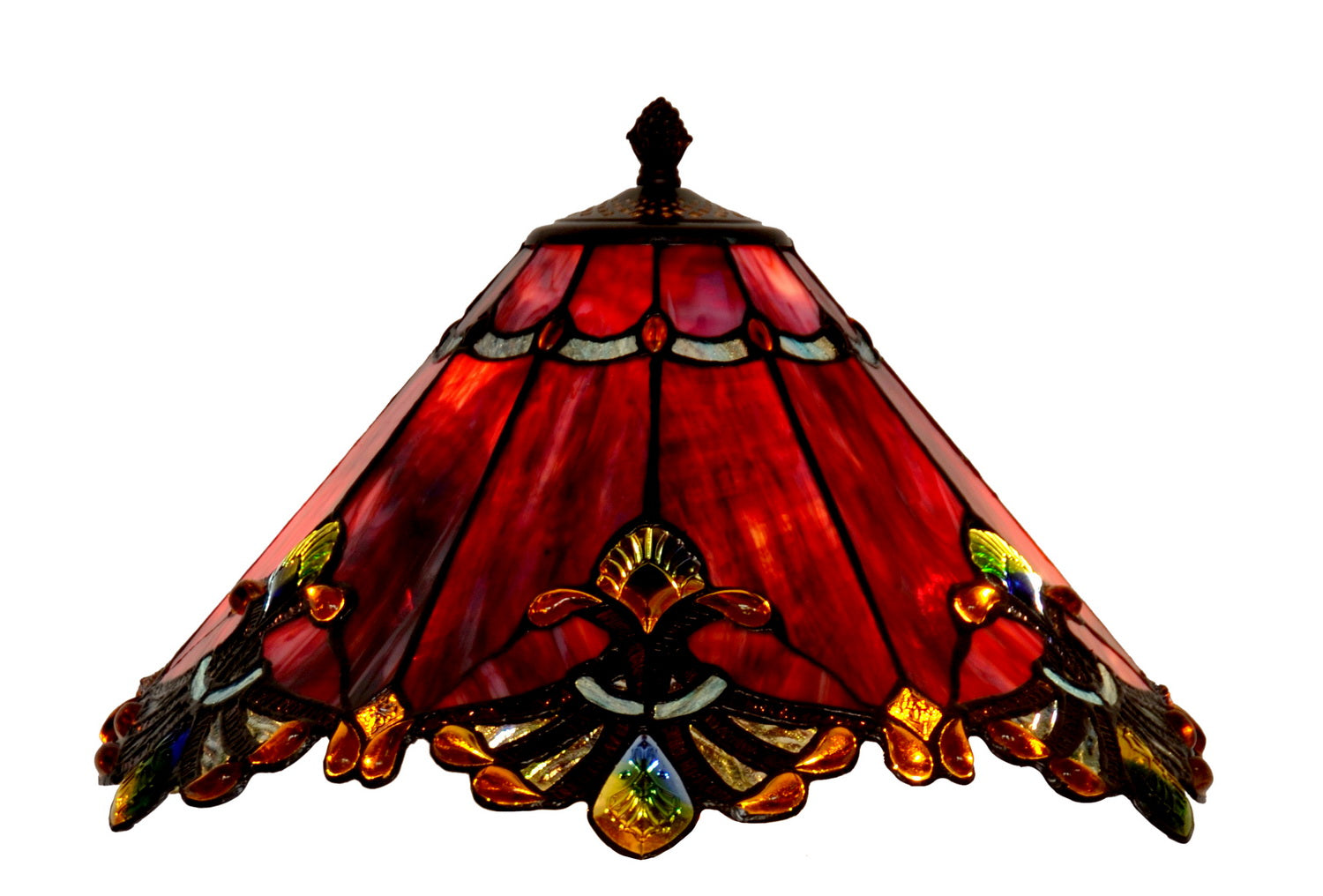 Large Jewel Carousel Red Stained Glass Tiffany Floor Lamp Large Jewel Carousel Red Stained Glass Tiffany Floor Lamp