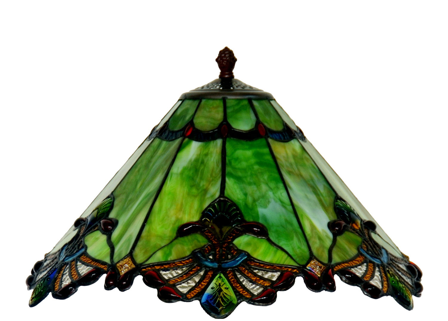 Large Jewel Carousel Green  Stained Glass Tiffany Floor Lamp Large Jewel Carousel Green  Stained Glass Tiffany Floor Lamp