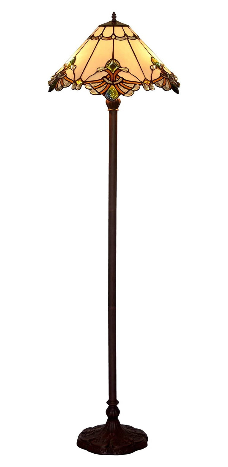 Large Jewel Carousel White  Stained Glass Tiffany Floor Lamp Large Jewel Carousel White  Stained Glass Tiffany Floor Lamp