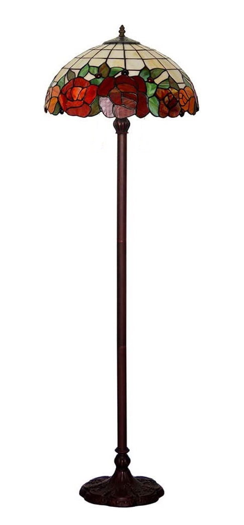 Large 16" Red Rose Stained Glass Tiffany Floor Lamp Large 16" Red Rose Stained Glass Tiffany Floor Lamp