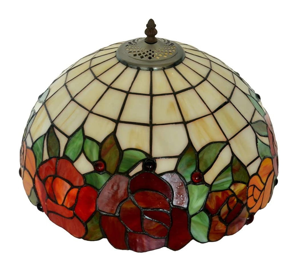 Large 16" Red Rose Stained Glass Tiffany Floor Lamp Large 16" Red Rose Stained Glass Tiffany Floor Lamp