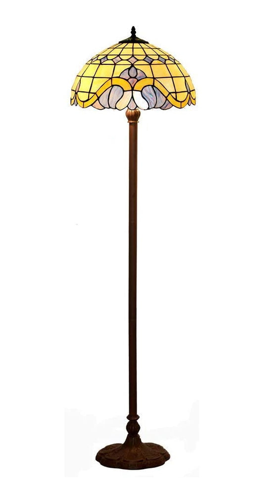 Large 16" Baroque Style Stained Glass Tiffany Floor Lamp