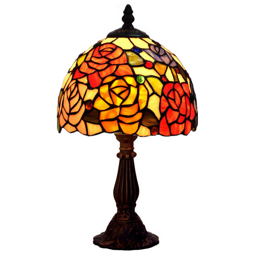 Stunning  8" Romantic Rose Style Tiffany Mini Table Lamp Stunning  8" Romantic Rose Style Tiffany Mini Table Lamp