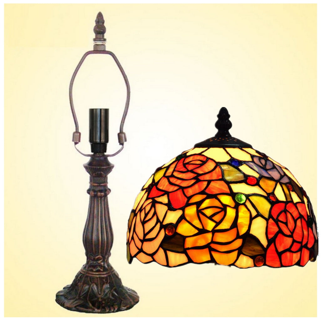 Stunning  8" Romantic Rose Style Tiffany Mini Table Lamp Stunning  8" Romantic Rose Style Tiffany Mini Table Lamp