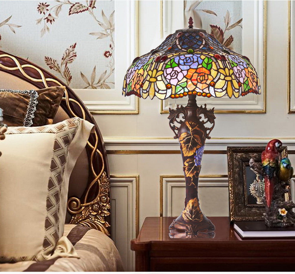Limited Edition@Huge 18"(46cm wide )Rose Style Tiffany Table Lamp Limited Edition@Huge 18"(46cm wide )Rose Style Tiffany Table Lamp