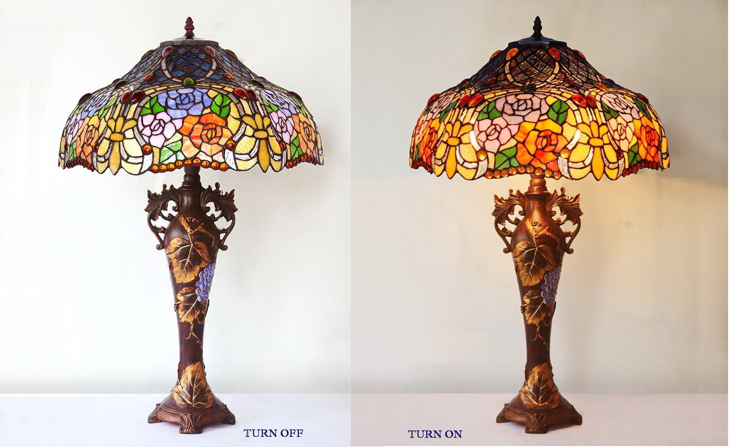 Limited Edition@Huge 18"(46cm wide )Rose Style Tiffany Table Lamp Limited Edition@Huge 18"(46cm wide )Rose Style Tiffany Table Lamp