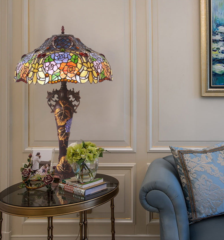 Limited Edition@Huge 18"(46cm wide )Rose Style Tiffany Table Lamp Limited Edition@Huge 18"(46cm wide )Rose Style Tiffany Table Lamp