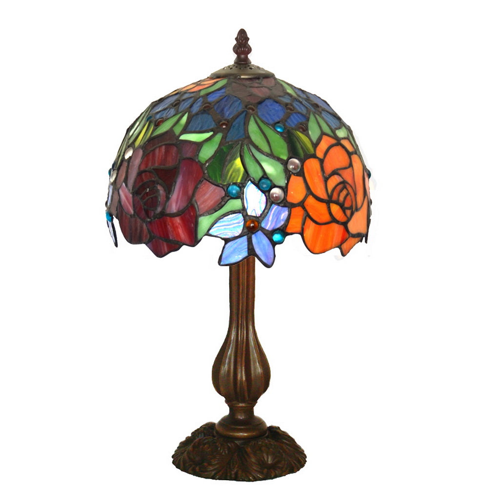 Stunning 10" Rumba Rose Style Tiffany Mini Table Lamp Stunning 10" Rumba Rose Style Tiffany Mini Table Lamp