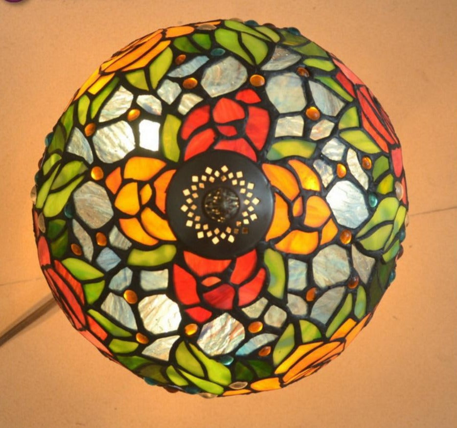 Stunning 10" Rumba Rose Style Tiffany Mini Table Lamp Stunning 10" Rumba Rose Style Tiffany Mini Table Lamp