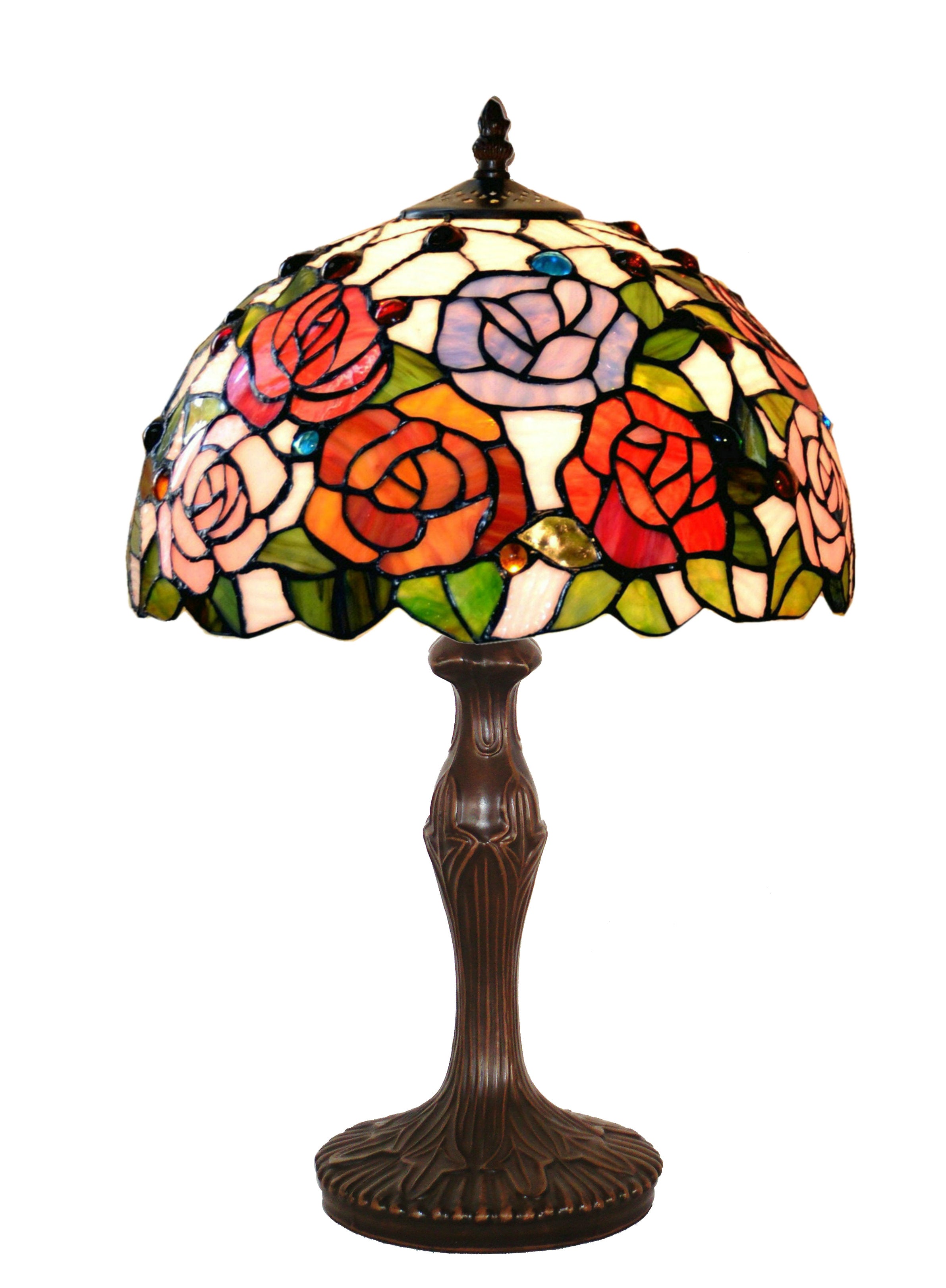 12" Rose Style Tiffany Bedside Lamp 12" Rose Style Tiffany Bedside Lamp