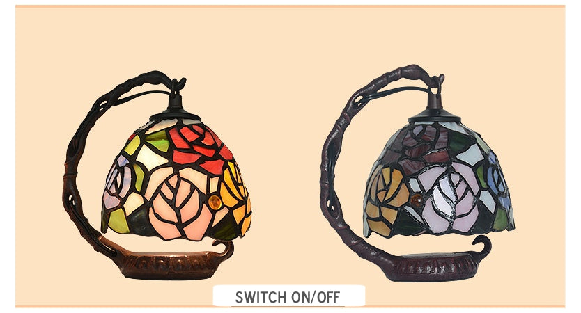 Rose Style Mini Tiffany Stained Glass Night Lamp Rose Style Mini Tiffany Stained Glass Night Lamp