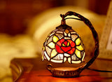 Red Rose  Mini Tiffany Stained Glass Night Lamp Red Rose  Mini Tiffany Stained Glass Night Lamp