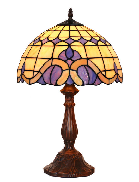 12"  Purple Baroque Tiffany  Style Tiffany Bedside Lamp