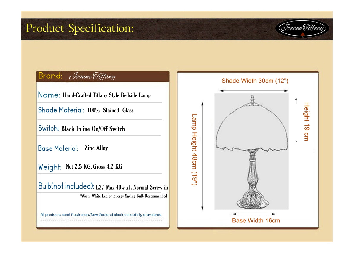 12" White Elegant Jewel Carousel Tiffany Bedside Lamp 12" White Elegant Jewel Carousel Tiffany Bedside Lamp