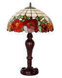 Large 16" Red Rose Leadlight Stained Glass Tiffany Table Lamp Large 16" Red Rose Leadlight Stained Glass Tiffany Table Lamp