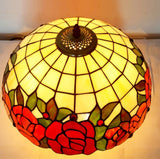 Large 16" Red Rose Leadlight Stained Glass Tiffany Table Lamp Large 16" Red Rose Leadlight Stained Glass Tiffany Table Lamp