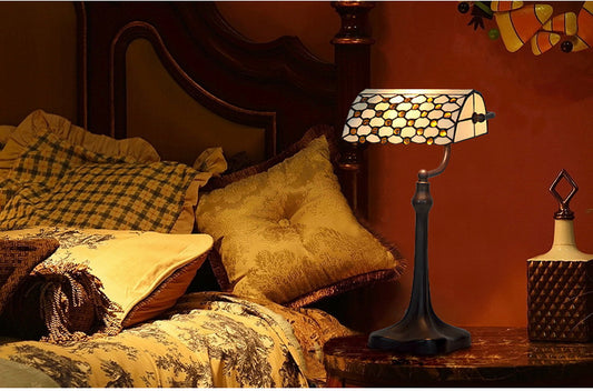 Beaded Tiffany Banker Lamp