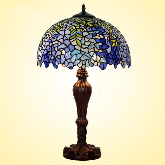 Large 16" Blue Wisteria Leadlight Stained Glass Tiffany Table Lamp