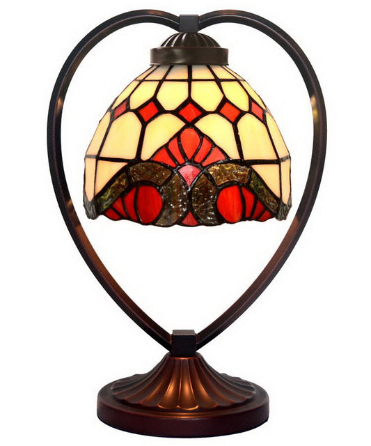 Baroque  Tiffany Style Stained Glass Table Lamp with Heart-shaped Metal Base