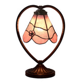 Pink Daisy Tiffany Style Stained Glass Table Lamp with Heart-shaped Metal Base Pink Daisy Tiffany Style Stained Glass Table Lamp with Heart-shaped Metal Base