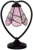 Pink Daisy Tiffany Style Stained Glass Table Lamp with Heart-shaped Metal Base Pink Daisy Tiffany Style Stained Glass Table Lamp with Heart-shaped Metal Base