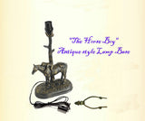 12" Tulip Style Tiffany Bedside Lamp with Antique Style Sculpture Base "the Horse Boy" 12" Tulip Style Tiffany Bedside Lamp with Antique Style Sculpture Base "the Horse Boy"