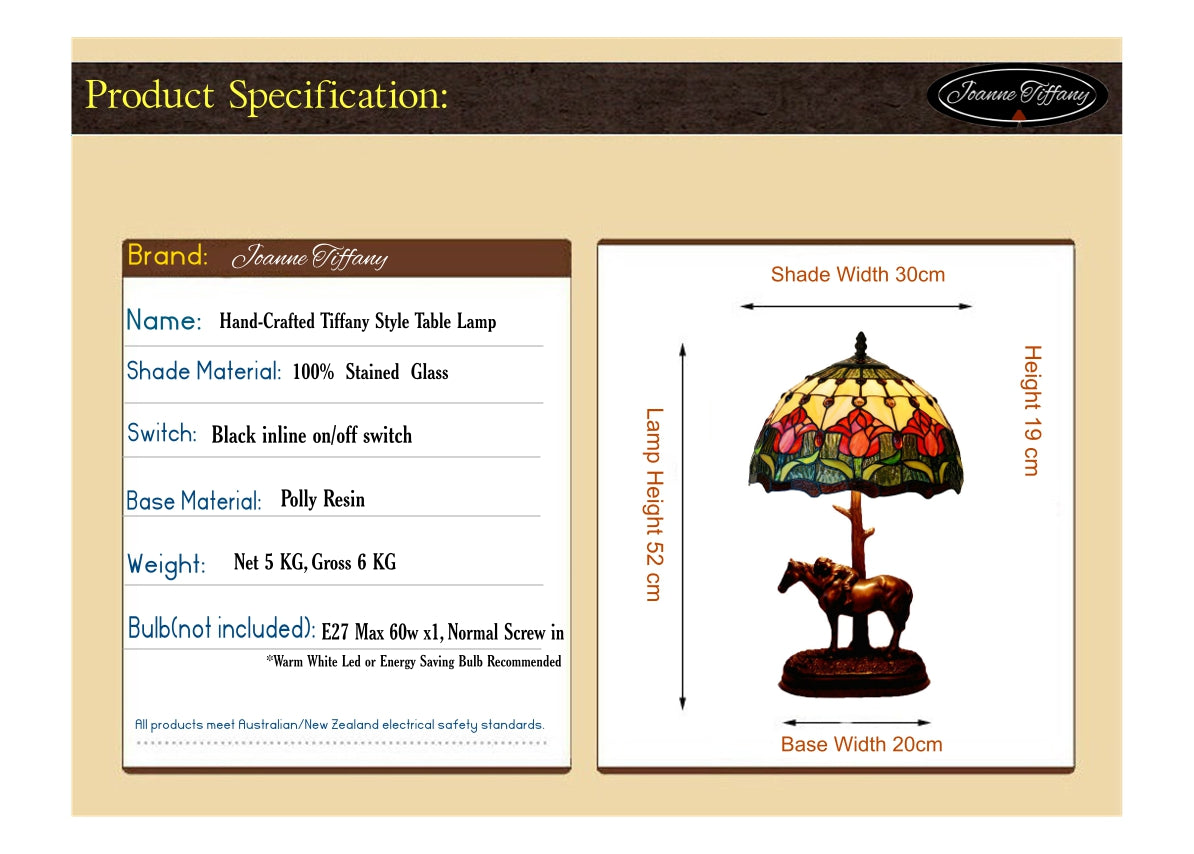 12" Tulip Style Tiffany Bedside Lamp with Antique Style Sculpture Base "the Horse Boy" 12" Tulip Style Tiffany Bedside Lamp with Antique Style Sculpture Base "the Horse Boy"