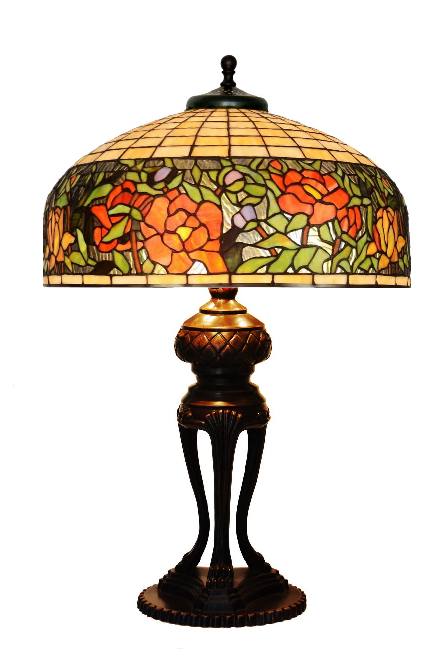 Huge 20 inches Wide Tiffany Reproduction Traditional Rose Table Lamp Huge 20 inches Wide Tiffany Reproduction Traditional Rose Table Lamp