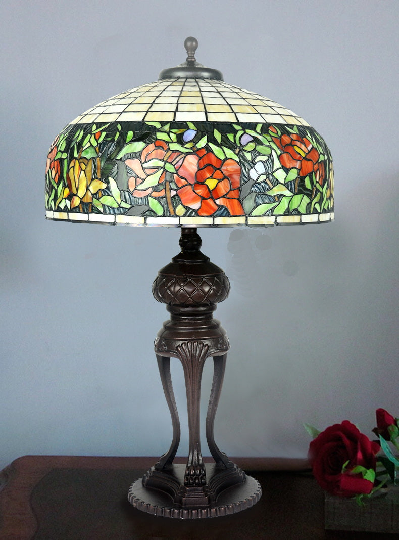 Huge 20 inches Wide Tiffany Reproduction Traditional Rose Table Lamp Huge 20 inches Wide Tiffany Reproduction Traditional Rose Table Lamp