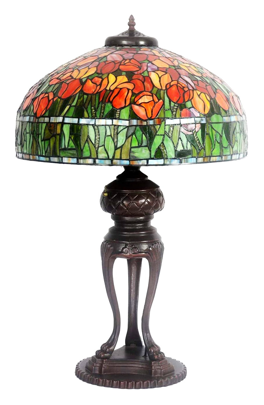 Huge 20 inches Wide Tiffany Reproduction Traditional Red Tulip Table Lamp Huge 20 inches Wide Tiffany Reproduction Traditional Red Tulip Table Lamp
