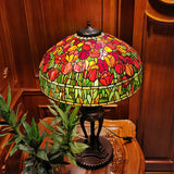 Huge 20 inches Wide Tiffany Reproduction Traditional Red Tulip Table Lamp Huge 20 inches Wide Tiffany Reproduction Traditional Red Tulip Table Lamp