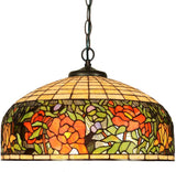 Huge 20" Rose Stained Glass Tiffany Hanging Light Huge 20" Rose Stained Glass Tiffany Hanging Light