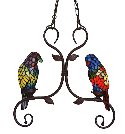 Luxury Tiffany Red AND Green Parrot Novelty Pendant Light