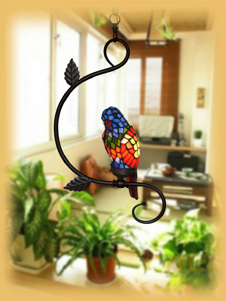 Elegant Tiffany Red Parrot Novelty Pendant Light Elegant Tiffany Red Parrot Novelty Pendant Light