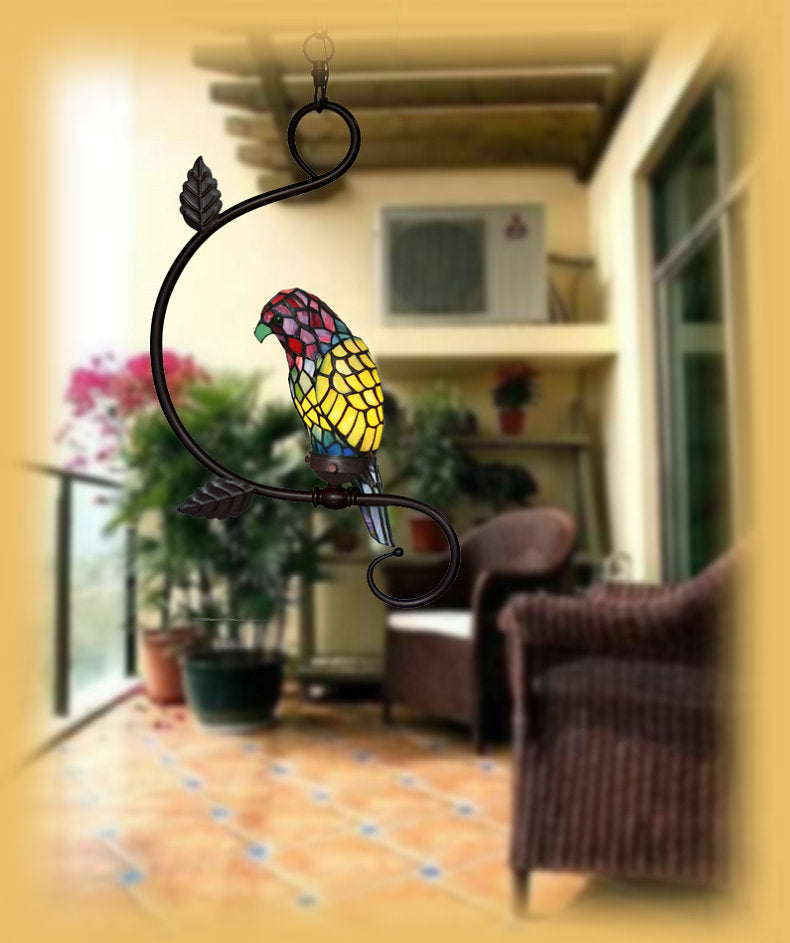 Elegant Tiffany Green Parrot Novelty Pendant Light Elegant Tiffany Green Parrot Novelty Pendant Light
