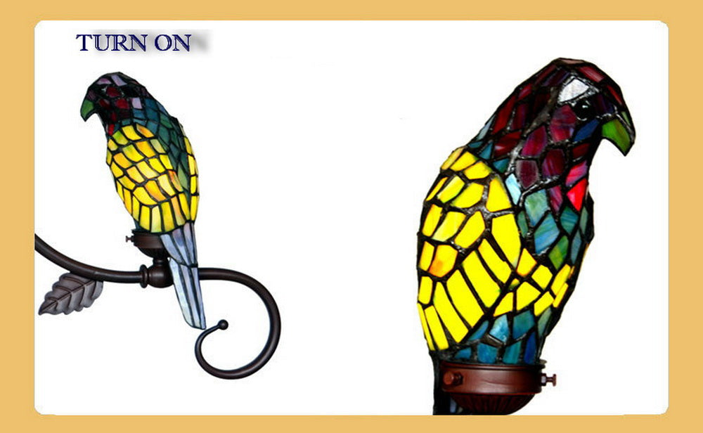 Elegant Tiffany Green Parrot Novelty Pendant Light Elegant Tiffany Green Parrot Novelty Pendant Light
