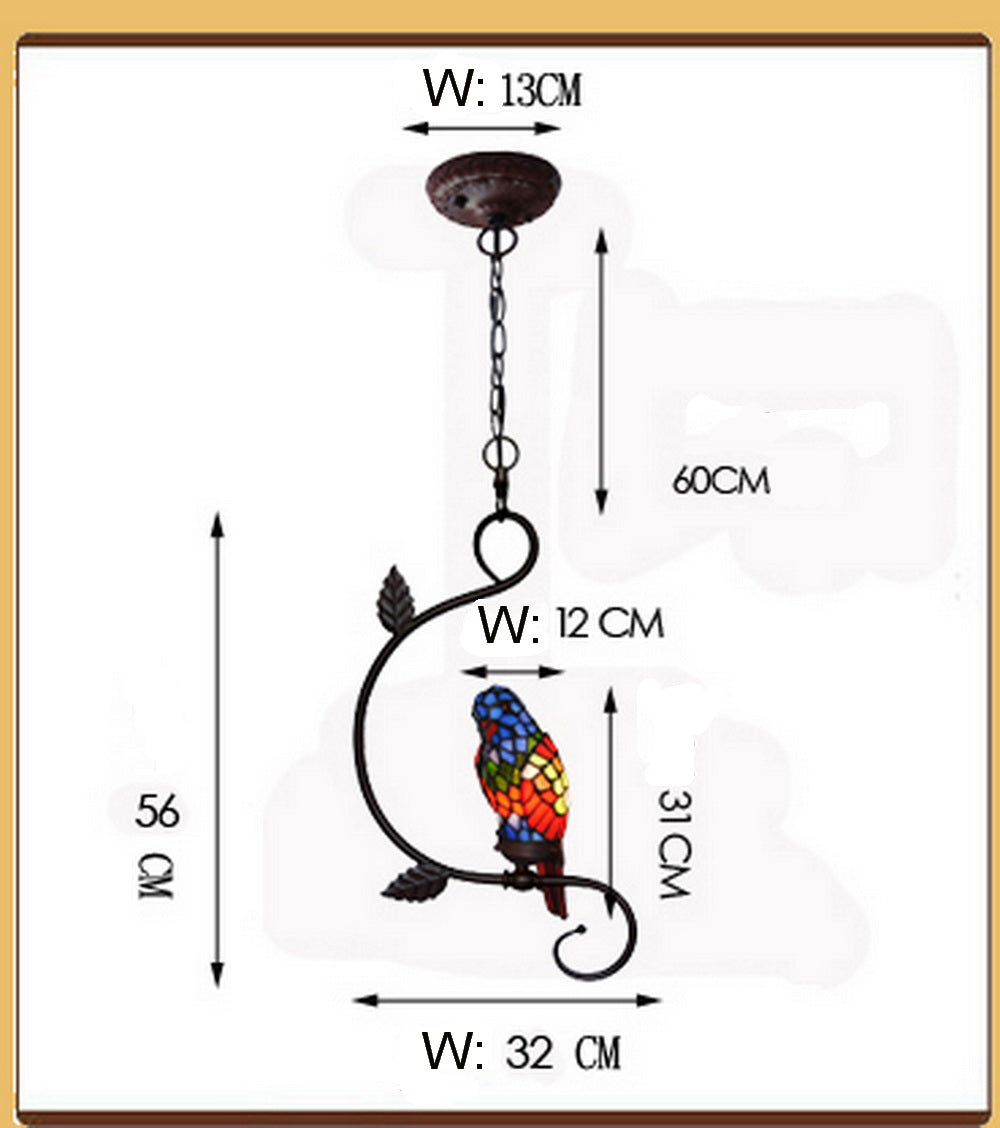 Elegant Tiffany Green Parrot Novelty Pendant Light Elegant Tiffany Green Parrot Novelty Pendant Light