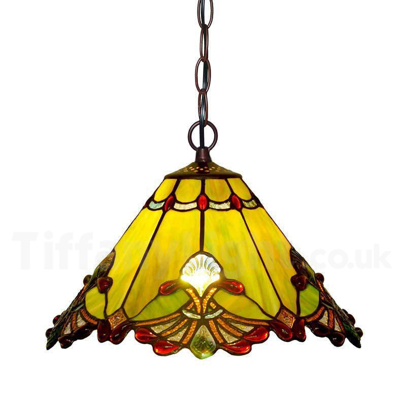 12” Green Jewel Carousel Tiffany Stained Glass Shade Downlight Tiffany Pendant Lights