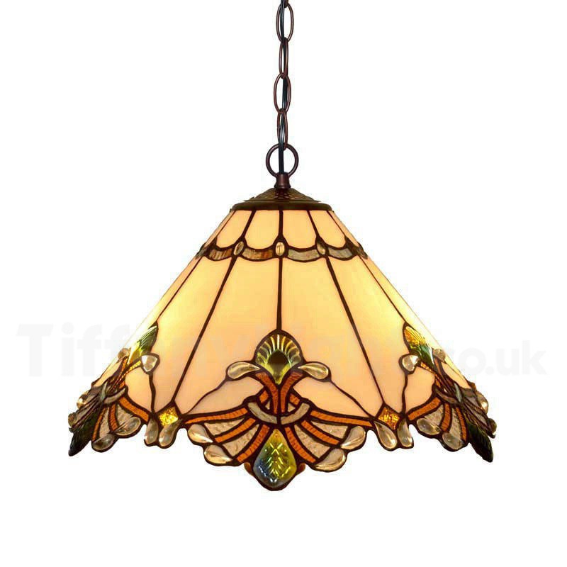 12" White Jewel Carousel Tiffany Stained Glass Shade Downlight Tiffany Pendant Lights 12" White Jewel Carousel Tiffany Stained Glass Shade Downlight Tiffany Pendant Lights