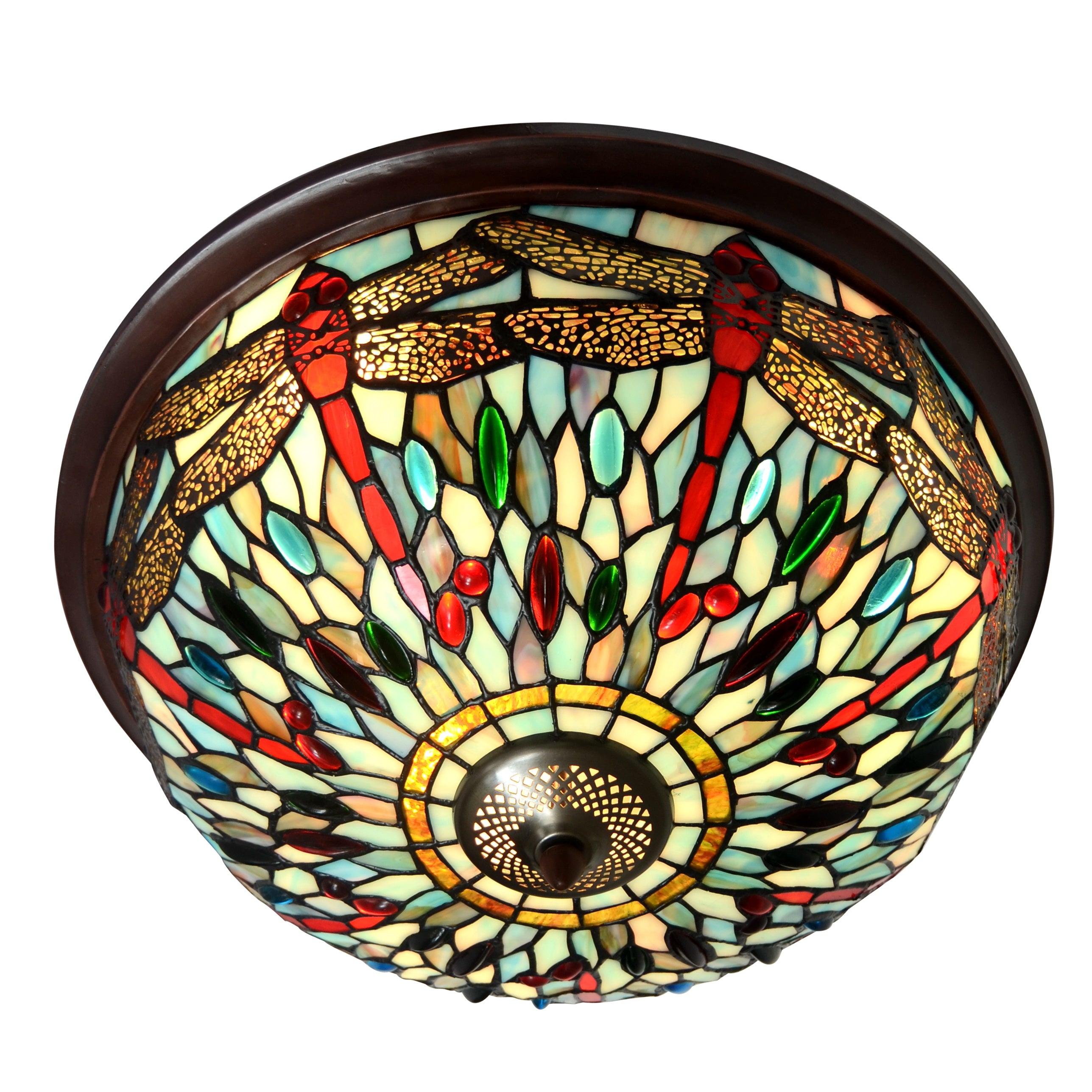 Large 3 lights Dragonfly Tiffany Style  Flush Mount Ceiling Lights Large 3 lights Dragonfly Tiffany Style  Flush Mount Ceiling Lights