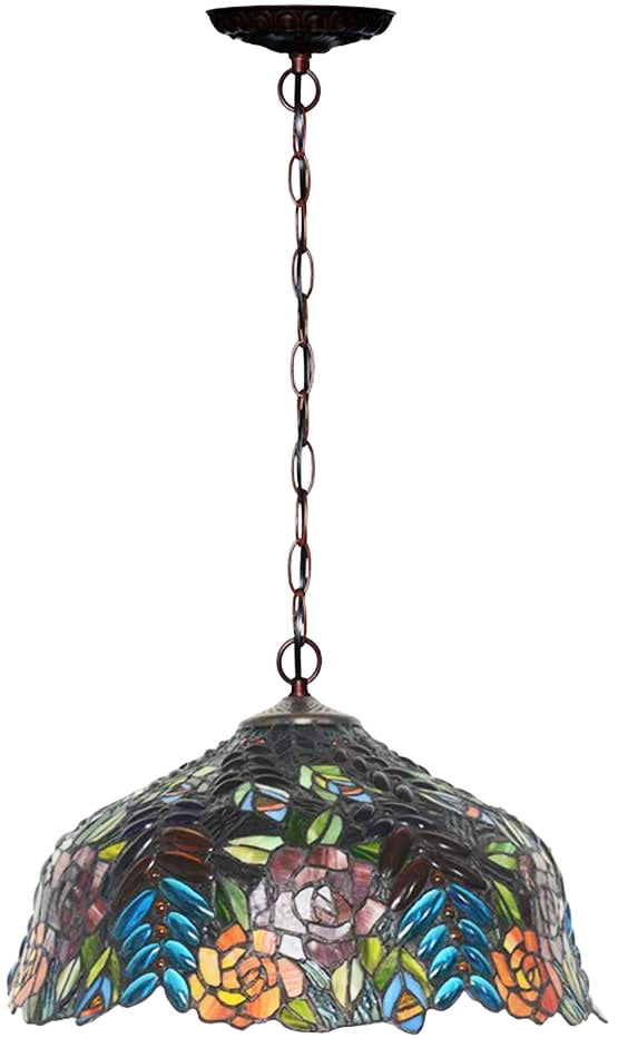 Large 16" Blossoming Flower and Vine Tiffany Hanging Light Large 16" Blossoming Flower and Vine Tiffany Hanging Light