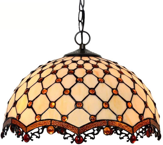 16" Bead Stained Glass Leadlight Tiffany Pendant Light