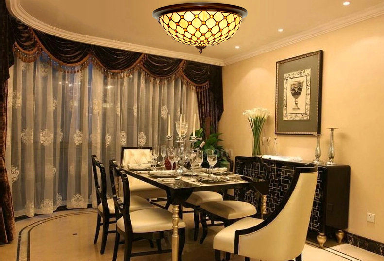 Large  3 lights Bead Tiffany Style  Flush Mount Ceiling Lights Large  3 lights Bead Tiffany Style  Flush Mount Ceiling Lights