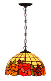 12" Flower and Leaf Style Stained Glass  Cafe Tiffany Hanging Light 12" Flower and Leaf Style Stained Glass  Cafe Tiffany Hanging Light